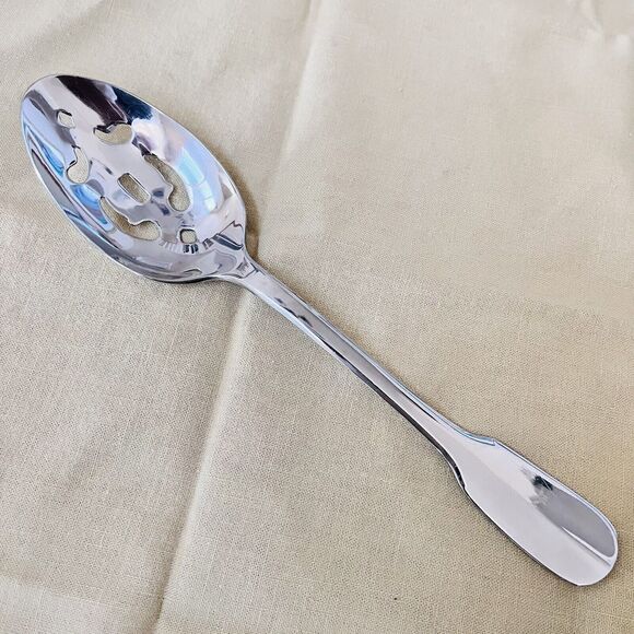 Sabatier 18/10 Stainless Pierced Tablespoon Serving Spoon Plain Fiddle Flatware - Picture 1 of 7